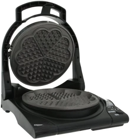 

840 WafflePro Taste / Texture Select Waffle Maker Traditional Five of Hearts Easy to Clean Nonstick Plates, 5-Slice, Silver