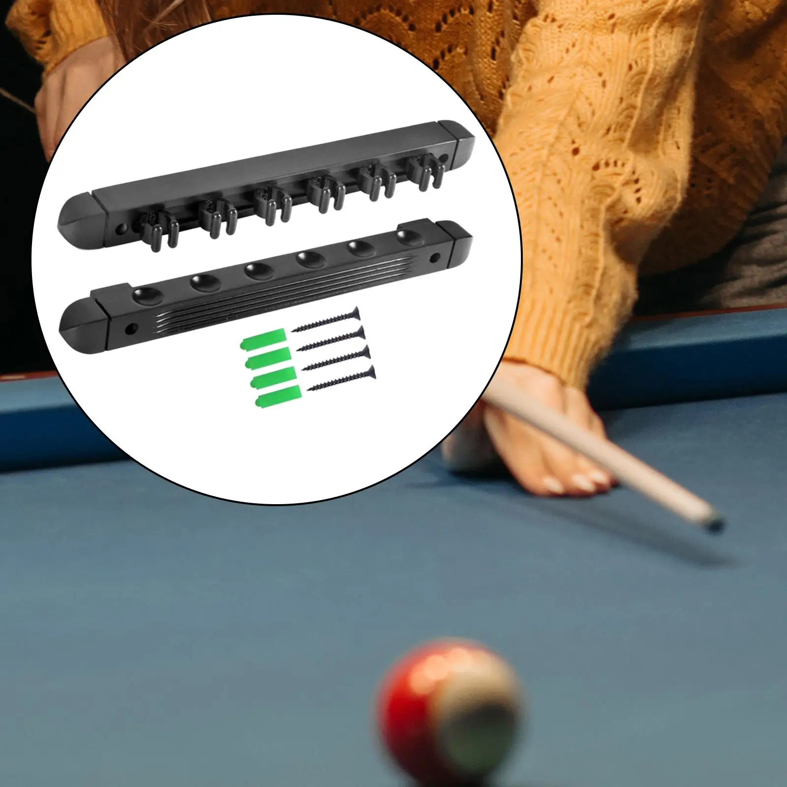 

6 Pool Billiard Cue Rack Pool Stick Holder Rest Cue Clips Rod Organizer Clubs Cue Rest Wall Mounted Wood for Pool Bars