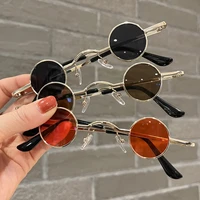 2022 new punk round sunglasses women men retro brand designer sun glasses female super small black round metal oculos de sol