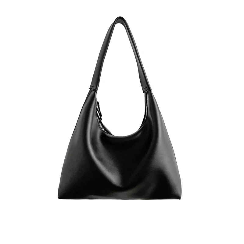 

2022 New Zipper Women‘s Bag Korean Middle Hobos Handbags Soft PU Leather Ladies Shoulder Bag Female Oxter Bag Whole Sale
