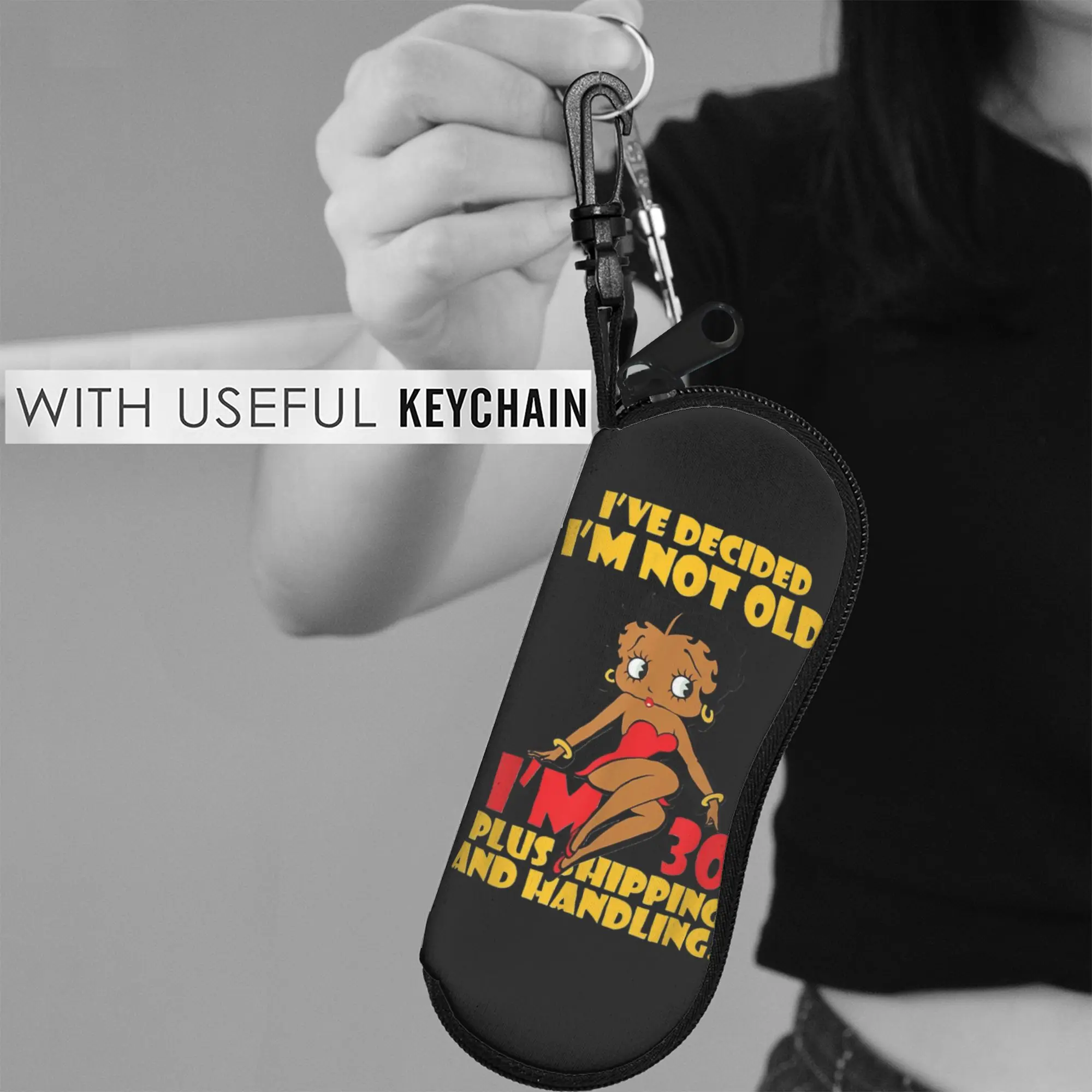 Фото Футляр для очков B-Betty Boops: удобный чехол на молнии для мужчин и женщин, защитный футляр для очков и контактных линз №3