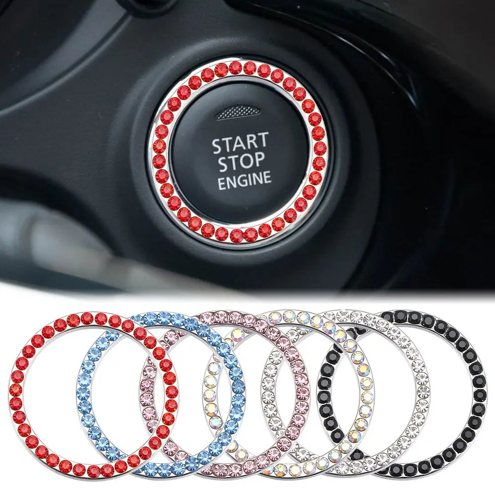 

Car Ignition Diamond Sticker 3D Switch for Auto Motorcycle Styling Rhinestone Bling Decoration Circle Cover Decal