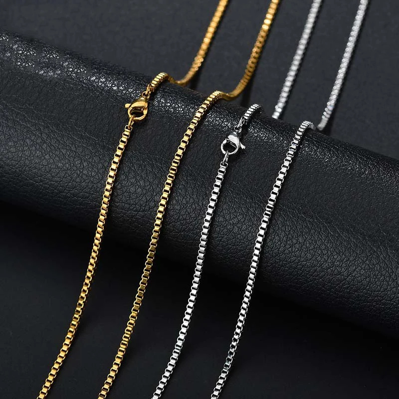 

Stainless Steel Box Chain Necklace Bulk For Jewelry Making 2/3mm Metal Box Chain Necklace Gold/Silver Color Wholesale 20pcs