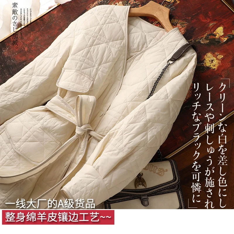 Luxury High Quality Casacos De Inverno Feminino Thin Office Lady Adjustable Waist Autumn/Winter Winter Women Covered Button