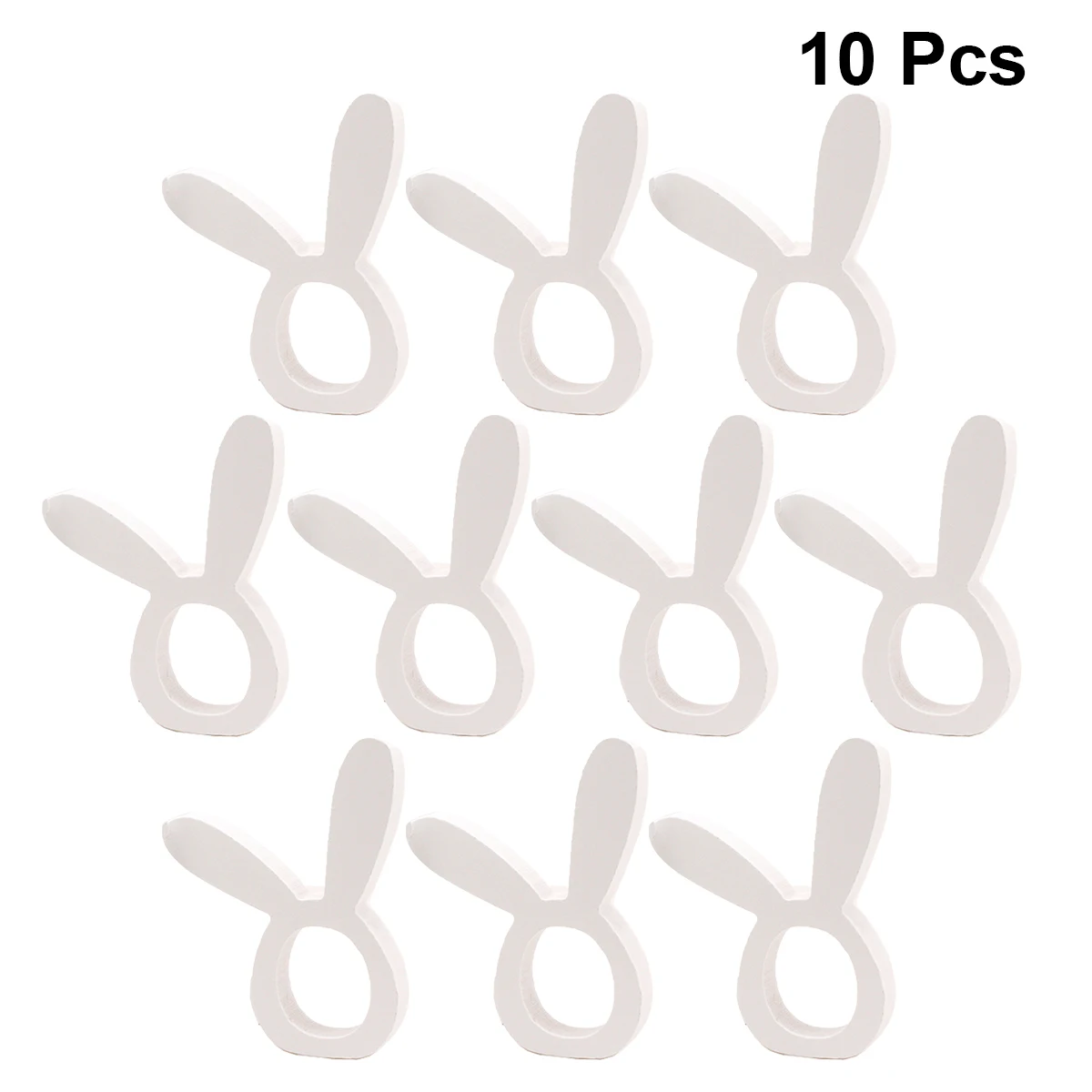 

10PCS White Rabbit Shape Wood Napkin Rings Napkin Buckles Party Napkin Holders Towel Buckles for Easter Party Banquet Hotel