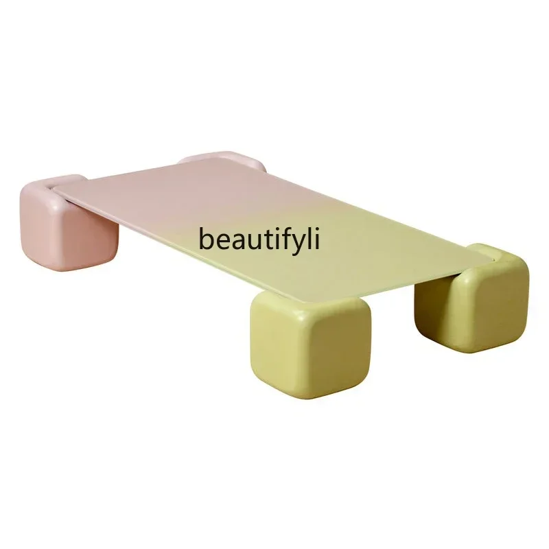 Nordic Designer FrP a Block of Wood Or Stone Coffee Table Marble Glass Solid