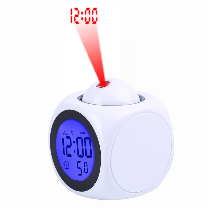 Projection Music Digital Weather LCD Snooze Clock Ringtone Alarm Display Backlight LED Projector Timer English Timekeeping |