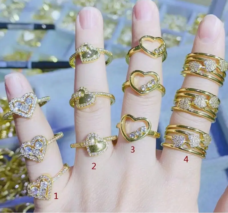 

1 шт. эмалевые кольца в форме сердца циркониевые ювелирные кольца многослойные металлические кольца аксессуары ювелирные изделия для женщи...