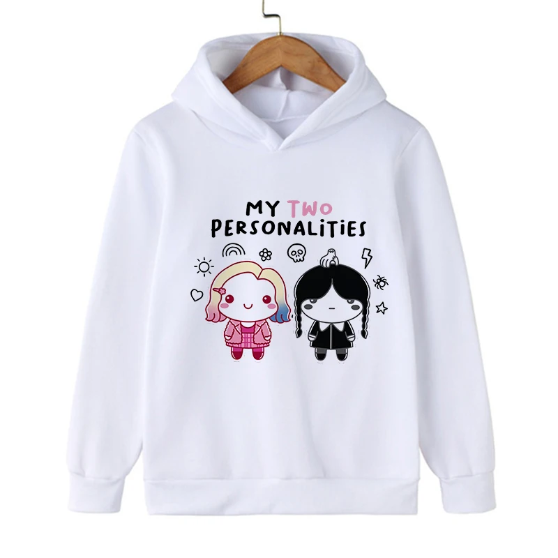 

Cartoon Wednesday Addams Hoodie Children I Hate People Clothes Kid Girl Boy Nevermore Academy Sweatshirt Hoody Baby Casual Top