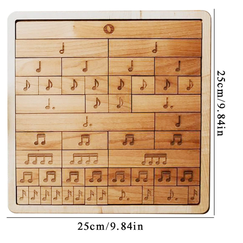 9.84'' Wooden Puzzles Music Notes In Math Fraction Toddler Mathematics Learning Toys Art Craft Decor Gifts For Music Lovers