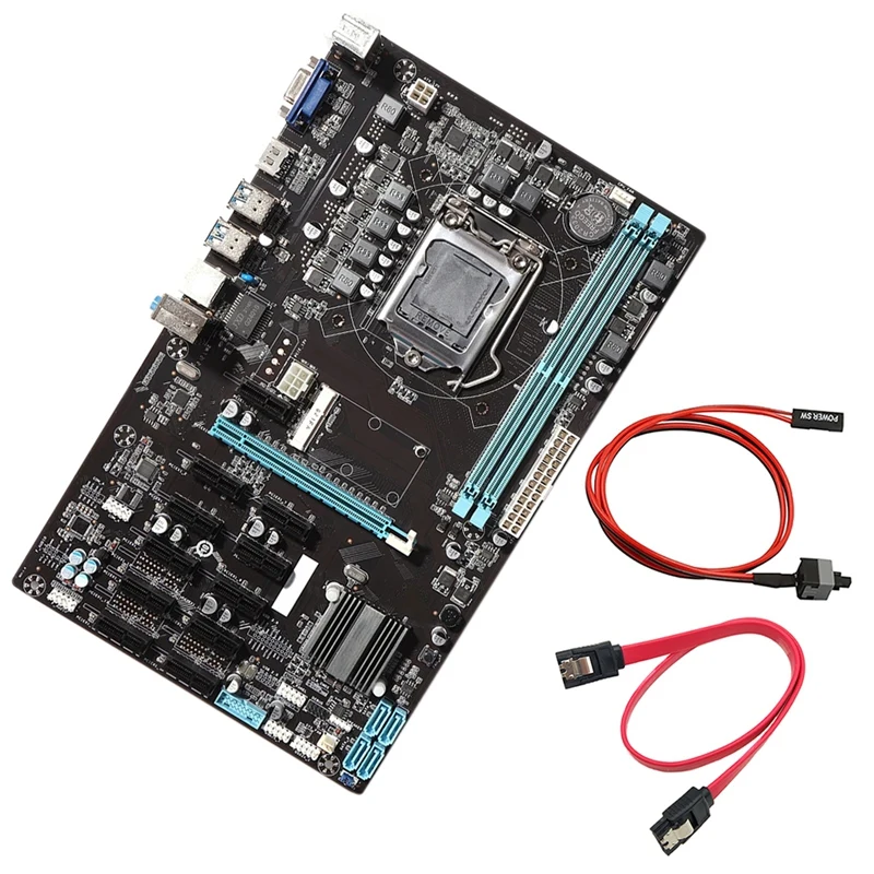 

B250 BTC Mining Motherboard with Switch Cable+SATA Cable LGA1151 DDR4 RAM SATA3.0 USB3.0 12 PCI-E Slot for I7/I5/I3 CPU
