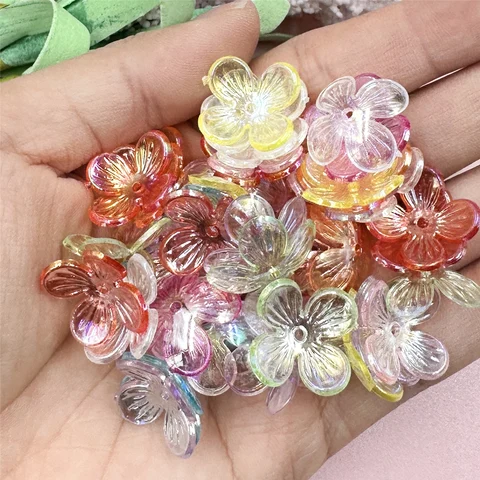 Прозрачные акриловые бусины с цветами, 15,8 мм, 100 шт