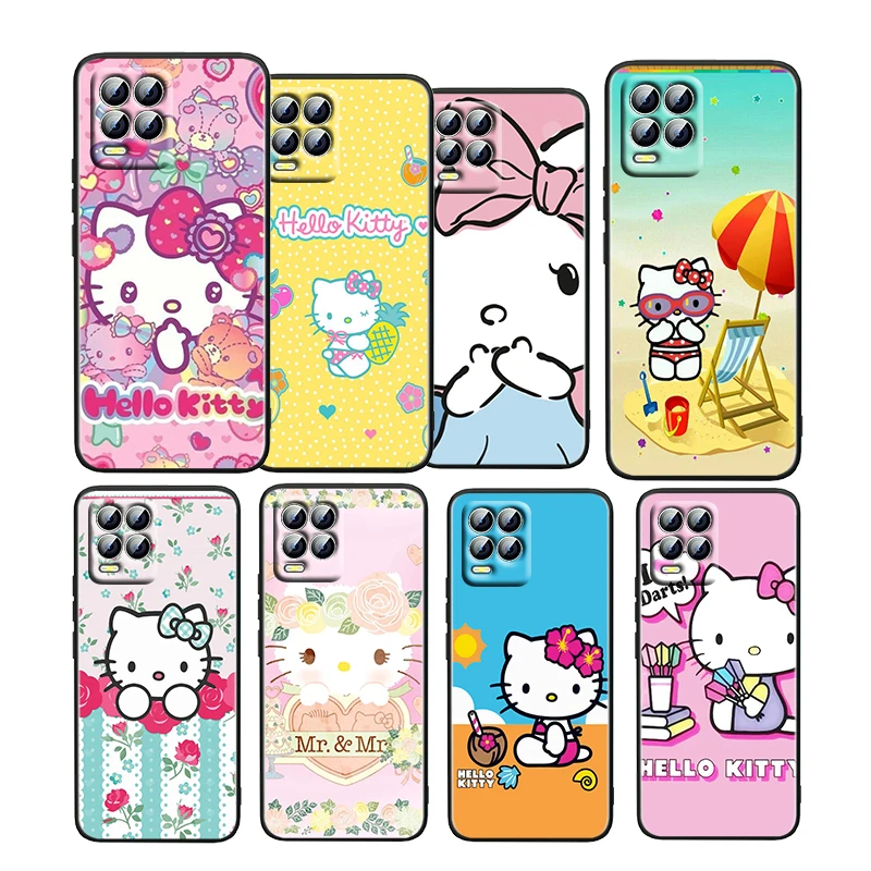 

Cartoon Hello Kitty Gift For OPPO Realme GT Neo Master Edition 9i 8 7 Pro C21 Narzo 30 Soft Silicone Black Phone Case Cover Capa