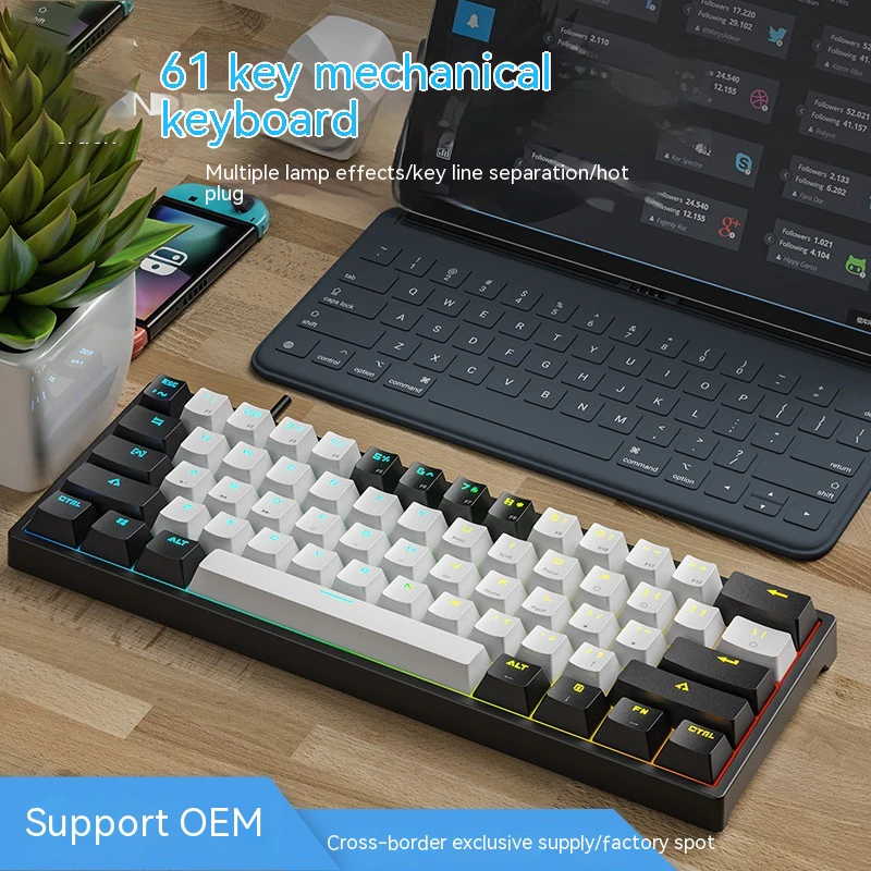 

Hot Selling K620 Keyboards Esports Wired Type-c Hot Swappable Diy Axis Ergonomics Rgb Lighting Effect Game Mechanical Keyboards