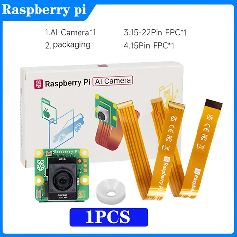 Камера Raspberry Pi AI, официальная оригинальная 12-мегапиксельная интеллектуальная визуальная сенсорная камера IMX500, встроенный модуль RP2040 для всех плат RPi