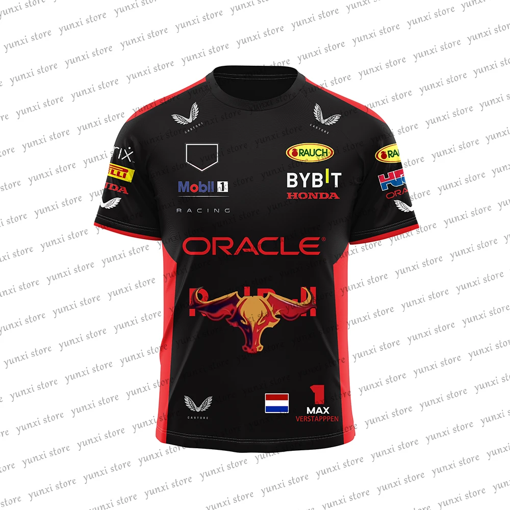 

2023 New Formula One Summer Men's Knit Extreme Sports Track WERSTAPEN and CHECO Fans Short Sleeves