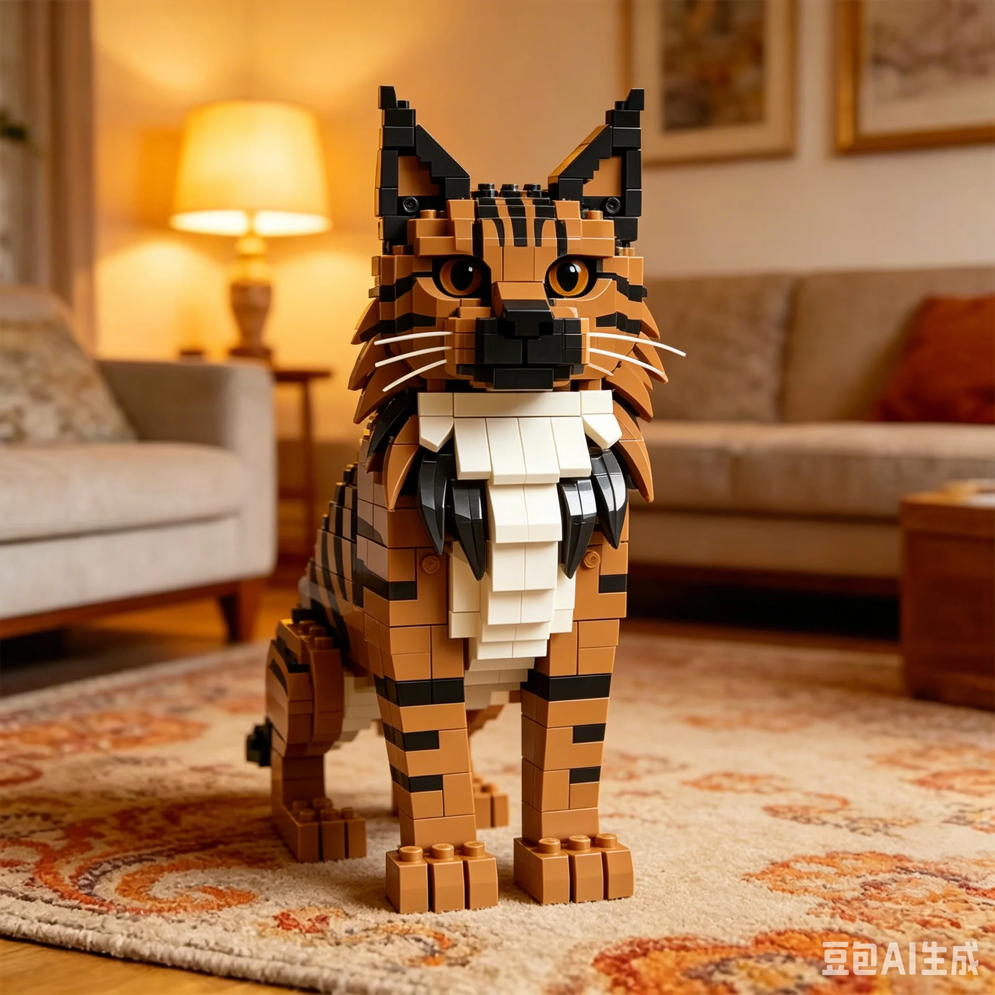 Фото Большой набор строительных блоков MOC «Кошка Мейн-Кун», совместимый с конструкторами известных брендов, реалистичная модель кошки серебристой табби, украшение для дома, сделай сам №1