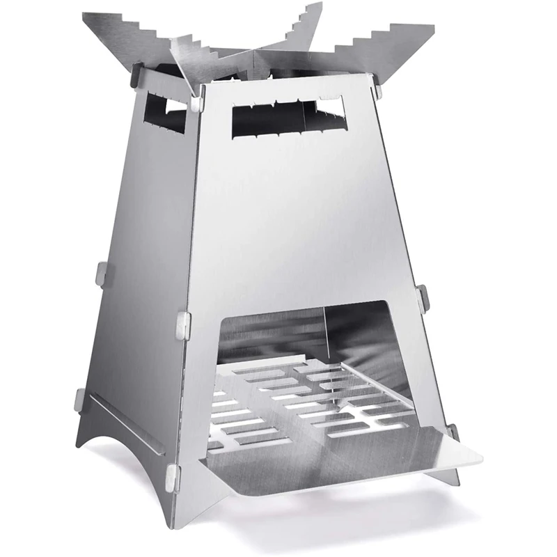 

Stainless Steel Folding Camping Wood Stove, Lightweigt Portable Collapsible Wood Burning Stove For Backpacking,Outdoor