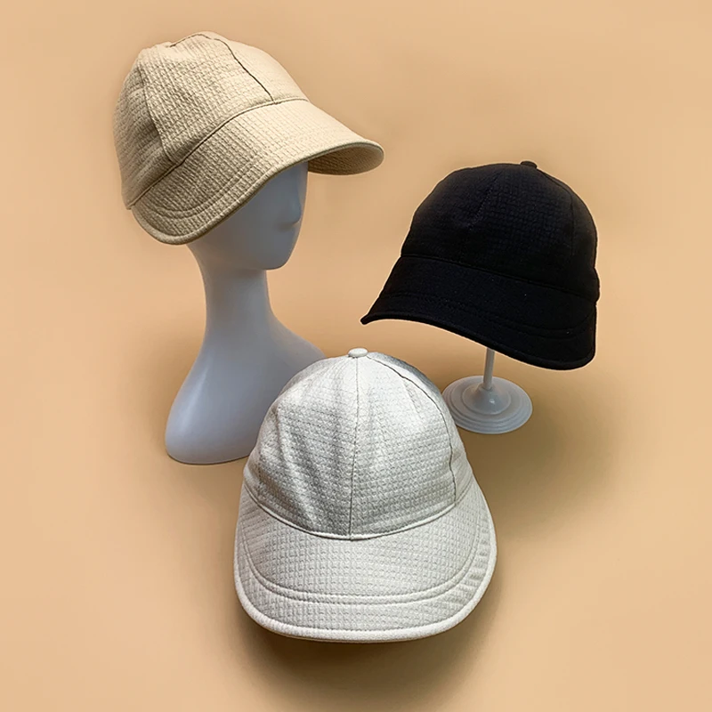 

New Soft Waffler Simple Women Sun Hats Cotton Solid Color Foldable Breathable Large brim Beach Streetwear Sun Protection Caps