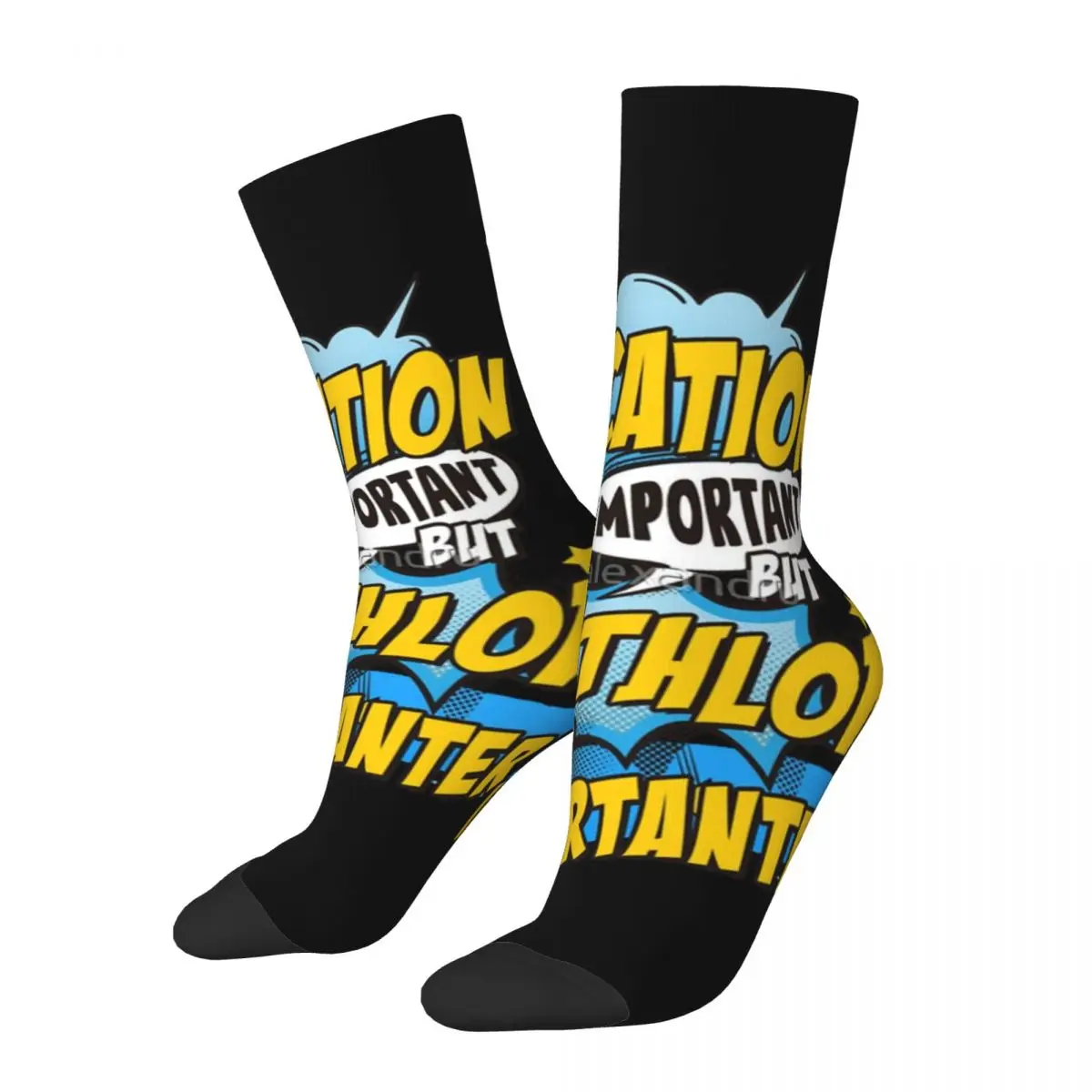 

Funny Crazy Sock for Men Important Hip Hop Harajuku Triathlon logo Happy Quality Pattern Printed Boys Crew compression Sock