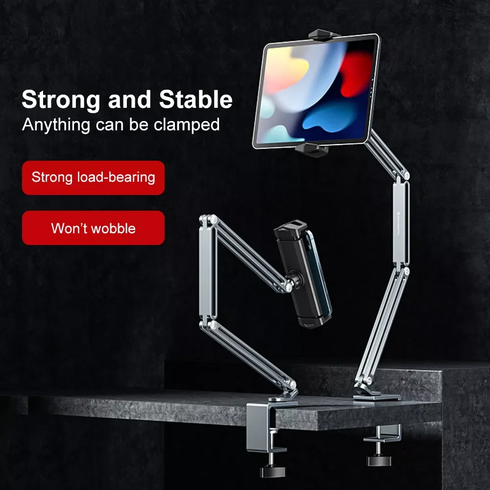 

Tablet Stand Adjustable Aluminum Phone Holder Desk Clamp for iPad Pro 12.9 11 Mini Kindle Mipad