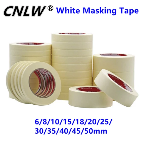 1pc 20m Maskeleme Bandı Beyaz 6mm-50mm Tek Yan Bant Yapıştırıcı Krep Kağıt Yağlı Boya Çizim Çizim Malzemeleri Araba Paintin