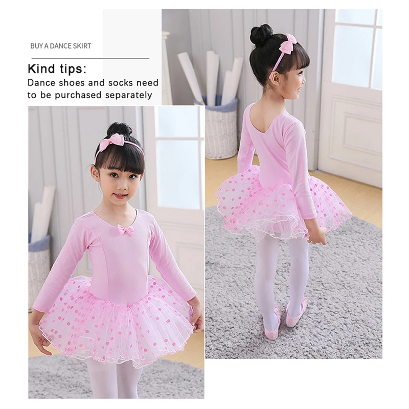 Girls Ballet Tutu Dress Kids Gymnastics Tulle Skirted Leotards Bodysuits Pink Swan Lake Ballet Costumes With Dot Tutus