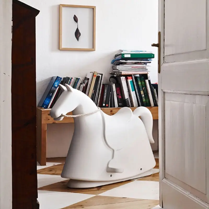 Fiberglass Wooden Horse Chair Living Room Rocking Chair Kids