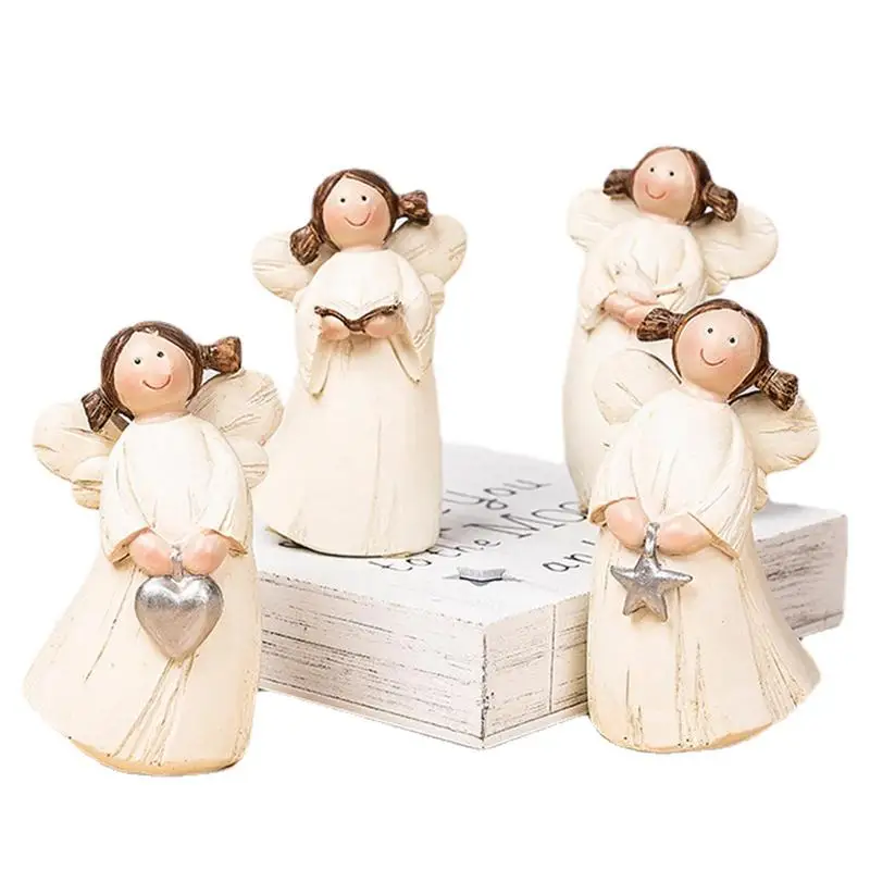 

Resin Angel Ornaments Angel Statues Christmas Decorations Resin Figurines Tabletop Decor Angel Resin Sculptures 4Pcs/Set Angel