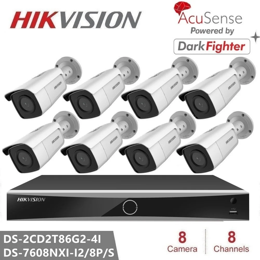 

Hikvision 8MP CCTV AcuSense IP Camera Security Camera 4K POE DS-2CD2T86G2-4I Darkfighter Bullet Network Camera IP67 H.265+