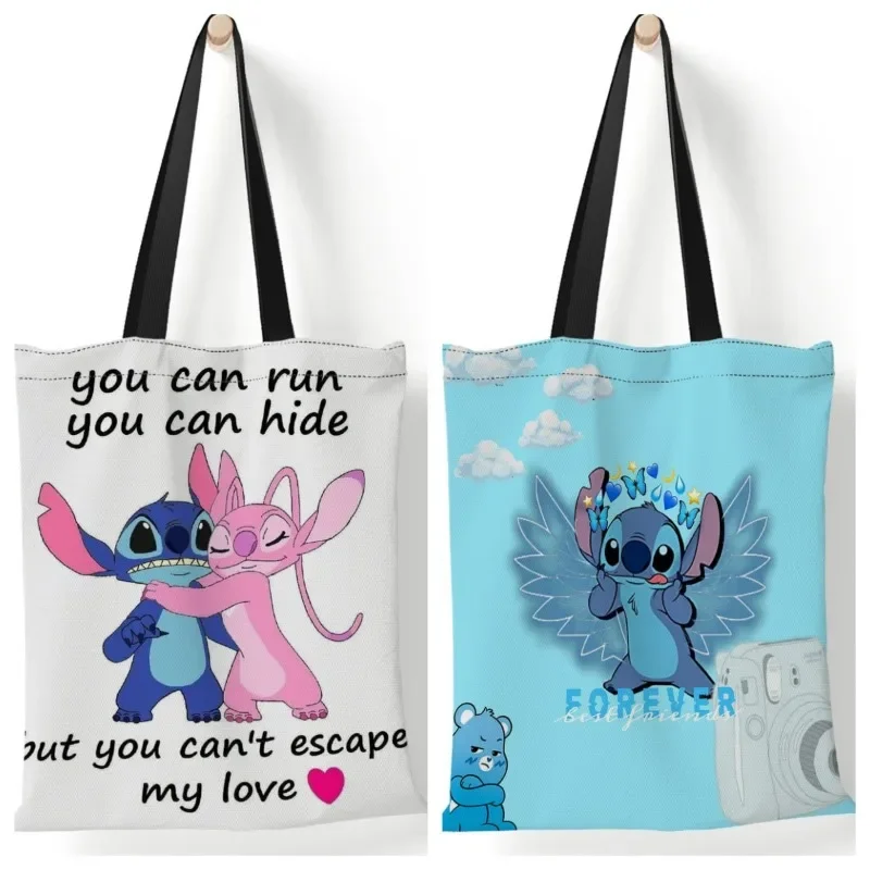 Женская Холщовая Сумка с рисунком Disney Stitch большая емкость Размеры 35x40 см