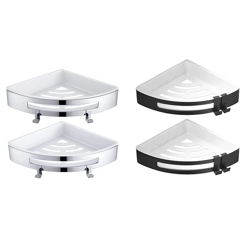 

2Pcs Corner Bathroom Shelves Without Drilling, 304 Stainless Steel Corner Shower Shelf, Glued Or Screwed