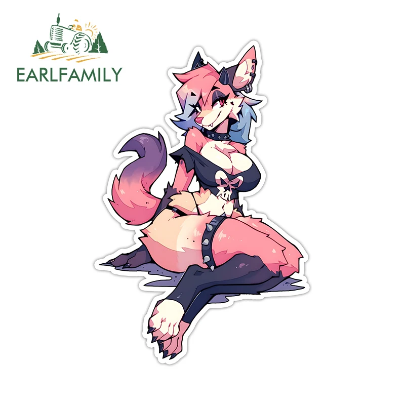 

EARLFAMILY пушистые сексуальные наклейки для автомобиля для девочек, солнцезащитные украшения, виниловая наклейка с лисой, защита двери автомобиля