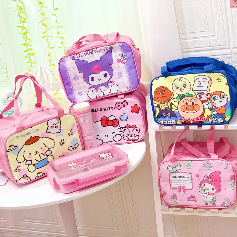 

Kawaii Sanrioed аниме Kitty Mymelody Cinnamoroll Purindog Kuromi мультфильм водонепроницаемая сумка для обеда большая емкость теплоизоляция