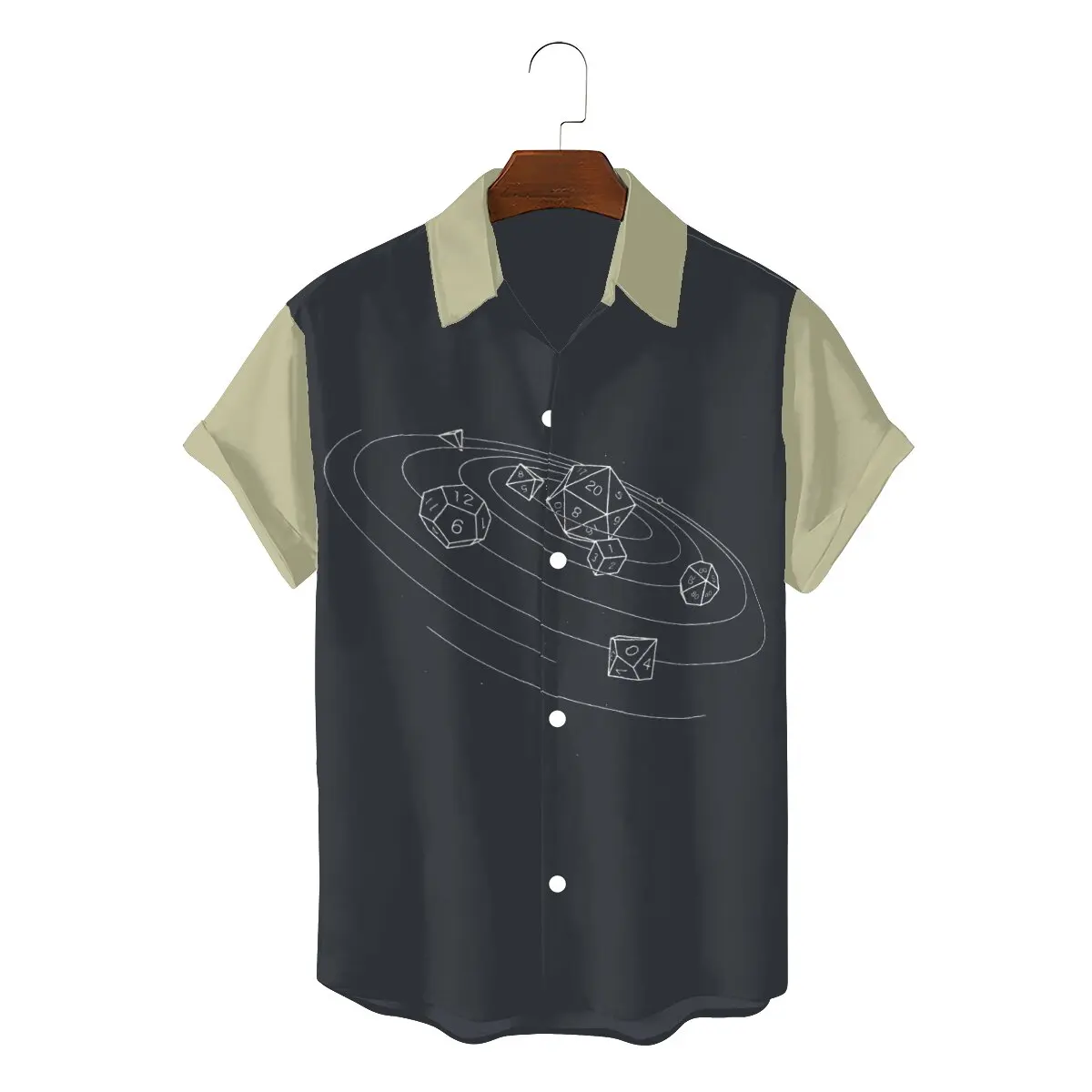 

DnD Dice Solar System Men Hawaii Shirts DnD Game Square Collar Short Sleeve 3D Shirt Humor Top Quality Birthday Gifts