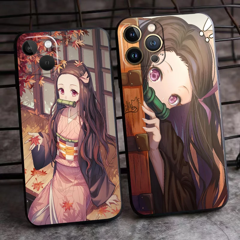 

Kamado Nezuko Demon Slayer For iPhone 13 12 11 Pro Max Mini X XR XS Max 6 6S 7 8 Plus Phone Case Back Coque Liquid Silicon