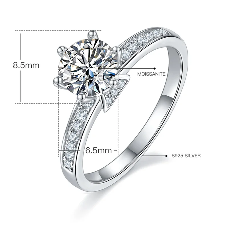 

1ct Plated 18K Gold D Color Moissanite Ring S925 Sterling Sliver Diamond Eternity Band Wedding Engagement for Women Jewe