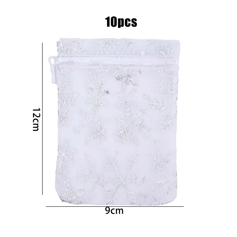 

Подарочные пакеты из органзы со снежинками 10/30/50/100 шт