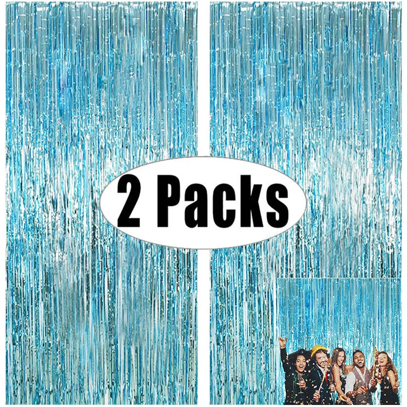 

Metallic Foil Tinsel Fringe Curtain Wedding Mermaid Birthday Party Decoration Baby Shower Anniversary Photography Backdrop