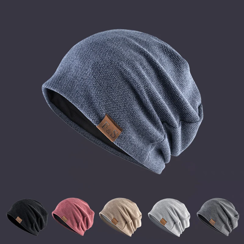 

Hat Men's Fashionable Big Head Autumn Woolen Cap Beanie Hat Closed Toe Autumn and Winter Knitted Hat Thin Pile Heap Cap