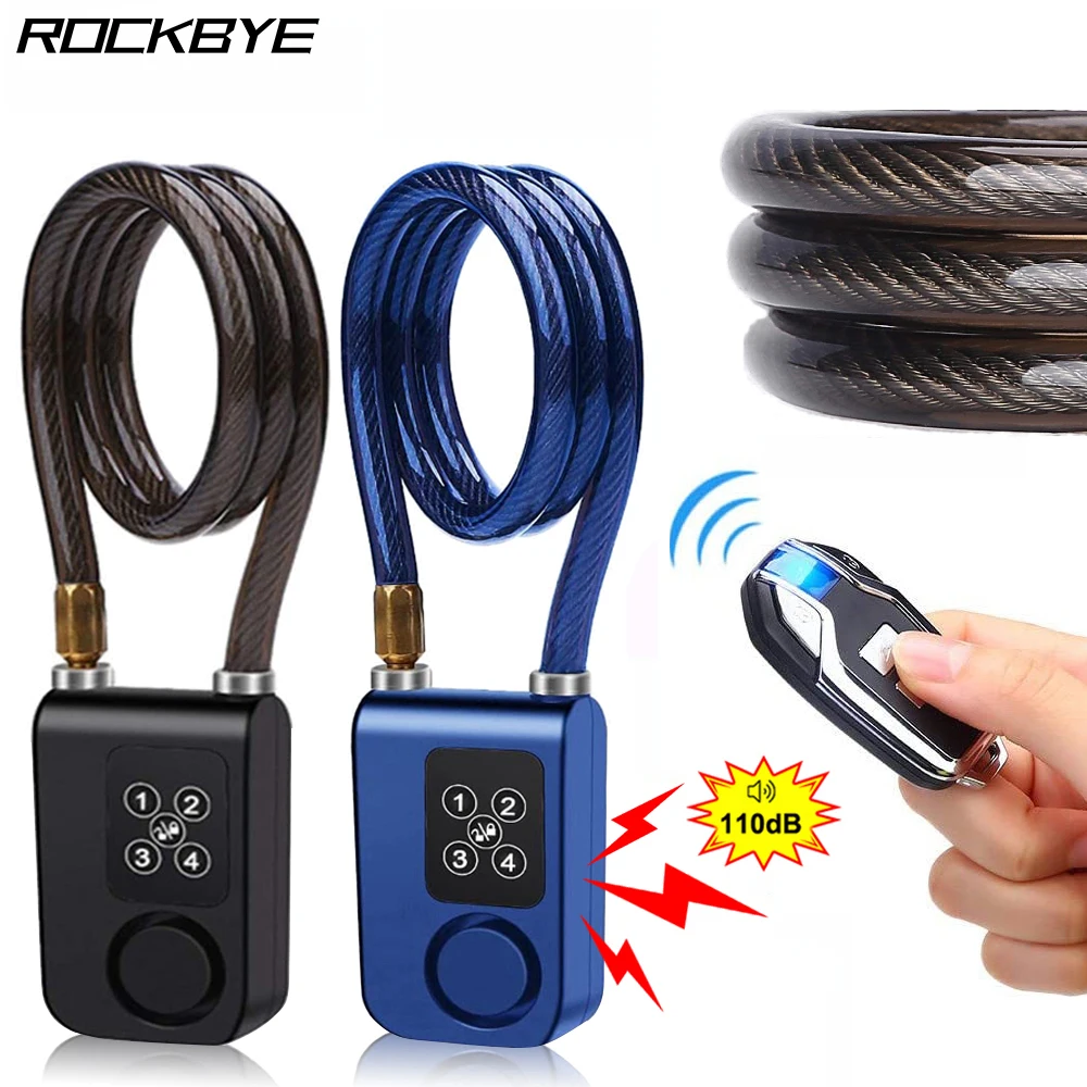 

Rockbye Bike Motorcycle Lock Alarm 110dB Waterproof Burglar Bicycle Cable Lock with Remote Control