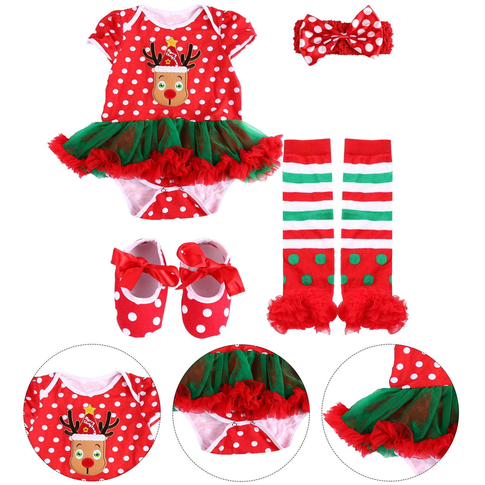 

Christmas Costume Outfits Skirt Dress Kids Party Baby Show Girls Clothes Suppliesnewborn Knitted Set Tutuphotography Props