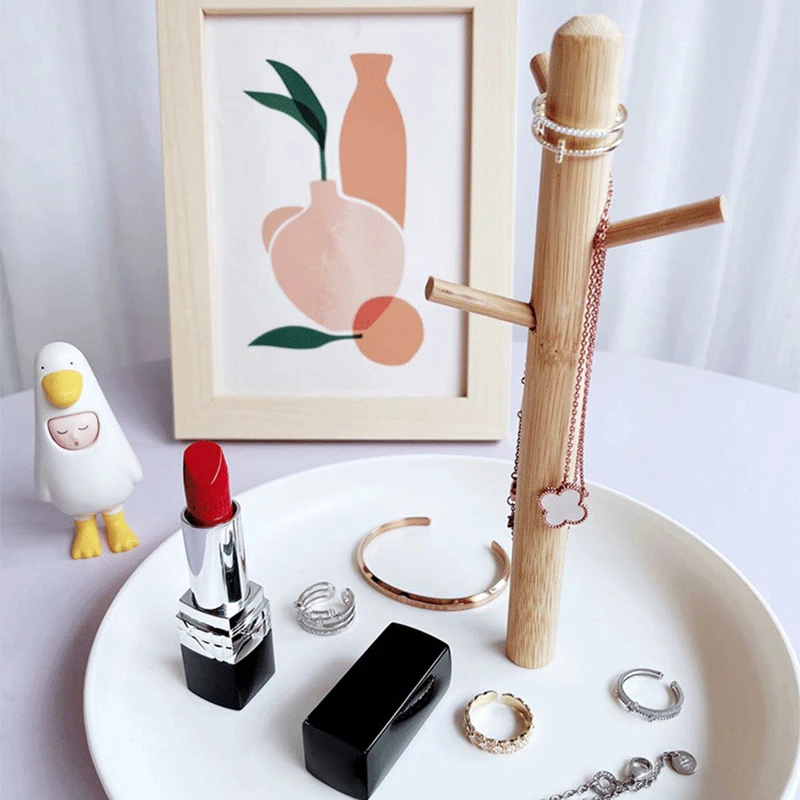 Вешалка для ключей поднос в скандинавском стиле с бамбуковыми ветвями дерева