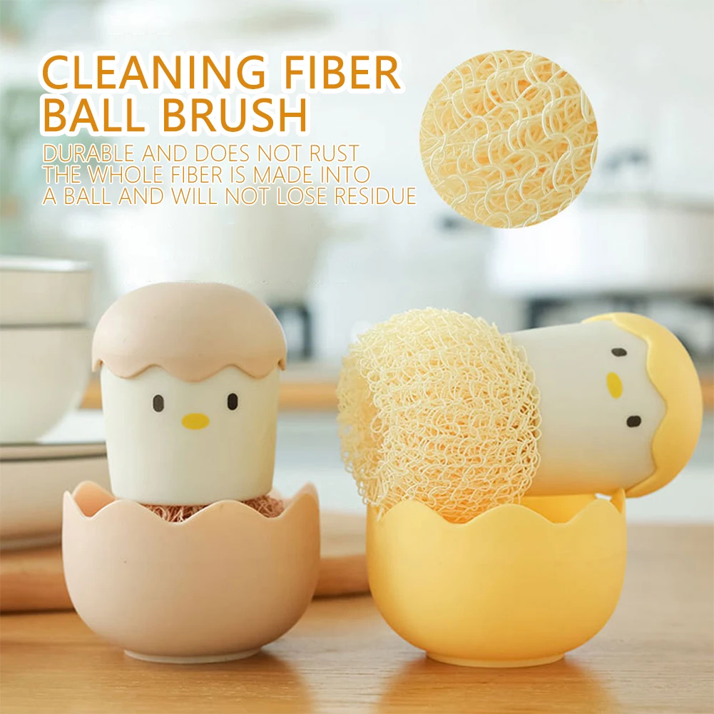 

Kitchen Brush Pot Artifact Household Cute Eggshell Chicken Wash Pot And Dishwashing Cleaning Ball Degreasing Without Lint