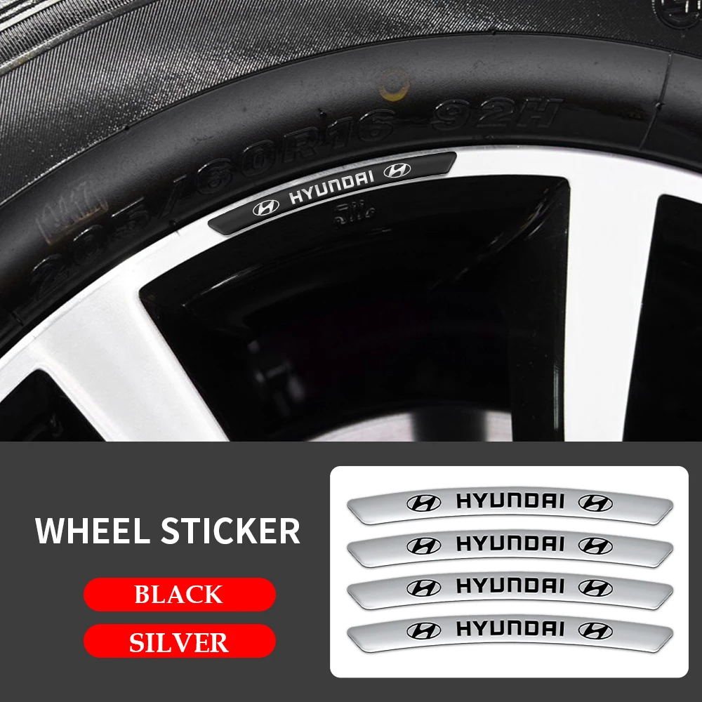 

4pcs Aluminum Car Styling Wheel Rims Racing Stickers Badges Auto Decoration For Hyundai accent Elantra Tucson Solaris Sonata