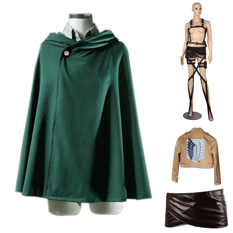 

Cosplay Anime Attack on Titan Shingeki No Kyojin Cosplay Costume Recon Corps Harness Outfits Recon Corps Belt AOT Full Set Wig
