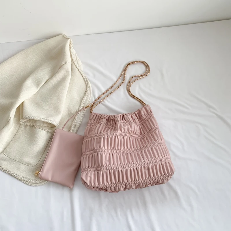 2pcs Casual Large Capacity Totes Bag for Women New Summer Popular Chain Shoulder Bags Female Fashion Bucket Bag Bolso Mujer