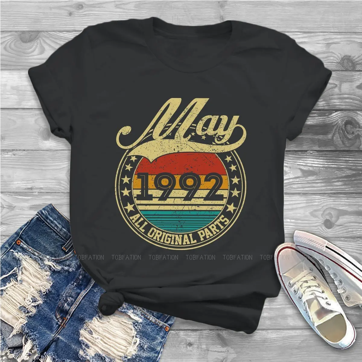 Футболка с графическим принтом для девочек Повседневная футболка в винтажном