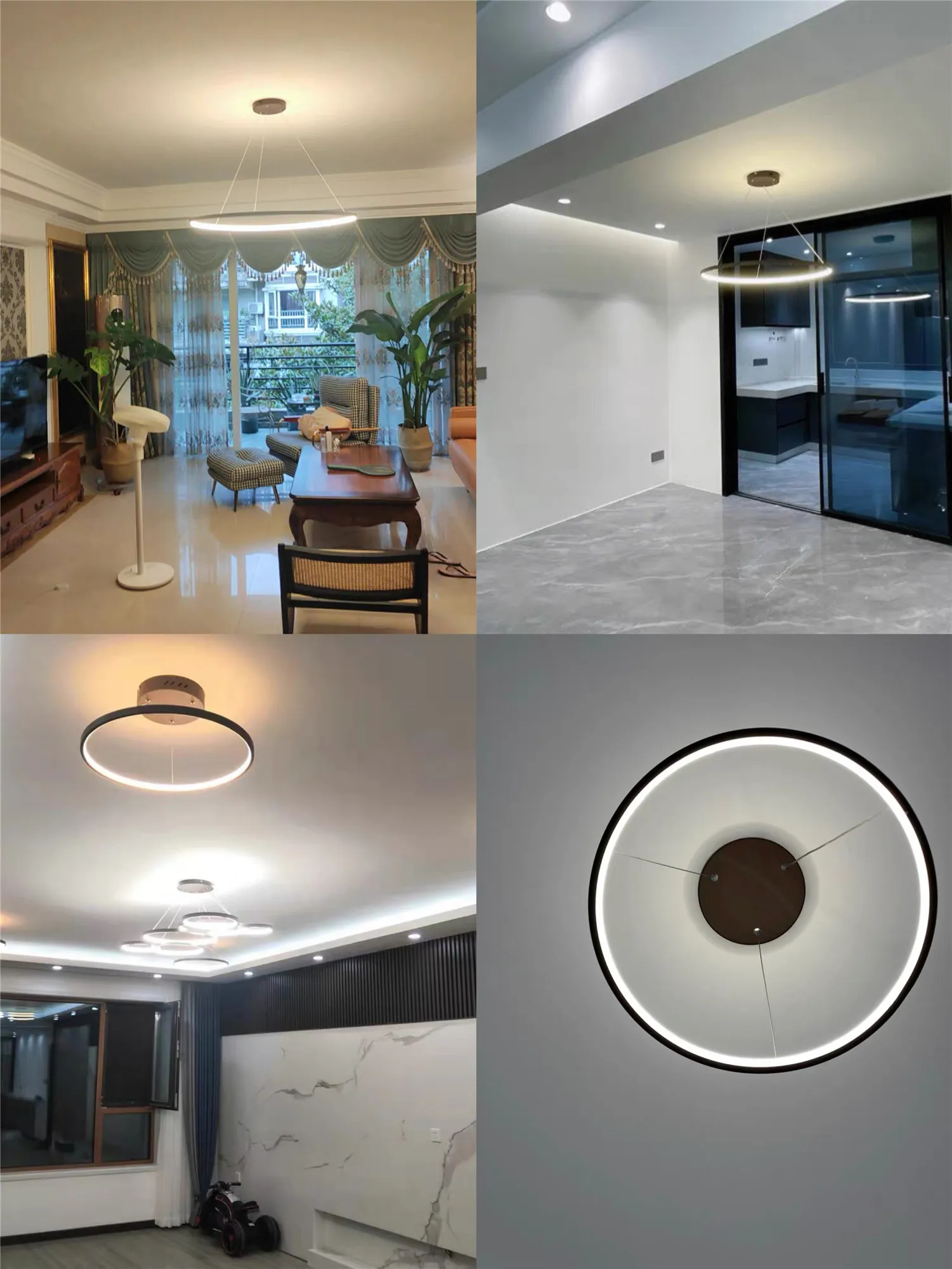 Simple chandelier LED restaurant lamp modern creative round Nordic designer bedroom living room White / Black / Brown  lamp images - 6