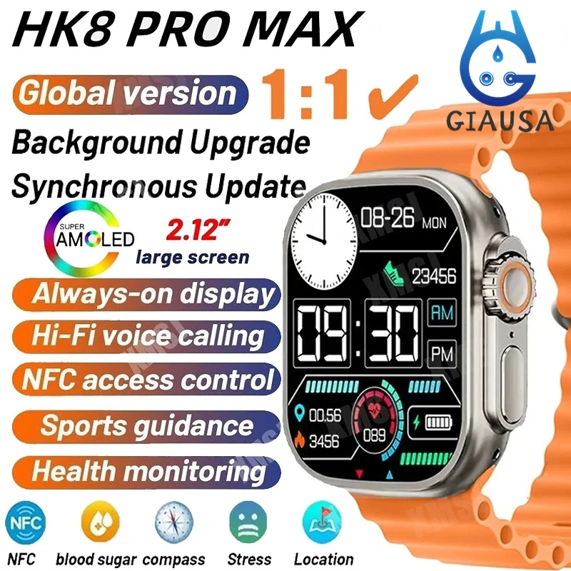 

2023 New Smart Watch Women Series 8 2.12 " Screen NFC Smartwatch Men Women Bluetooth Call Waterproof Wireless Charging For Apple